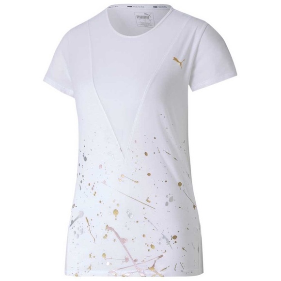 NEW PUMA Metal Splash Deep V Mesh Painted T-shirt - Picture 3 of 9